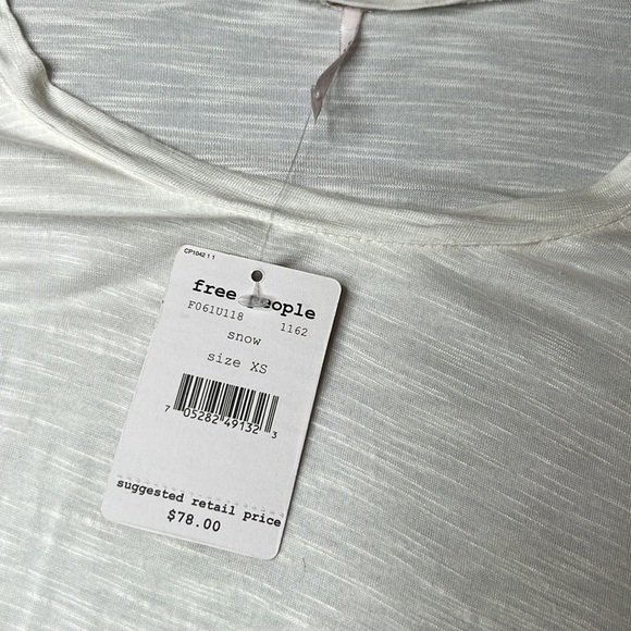 Free People Lace Sleeve Burnout Side Slit Tee - Size XS - Picture 8 of 11